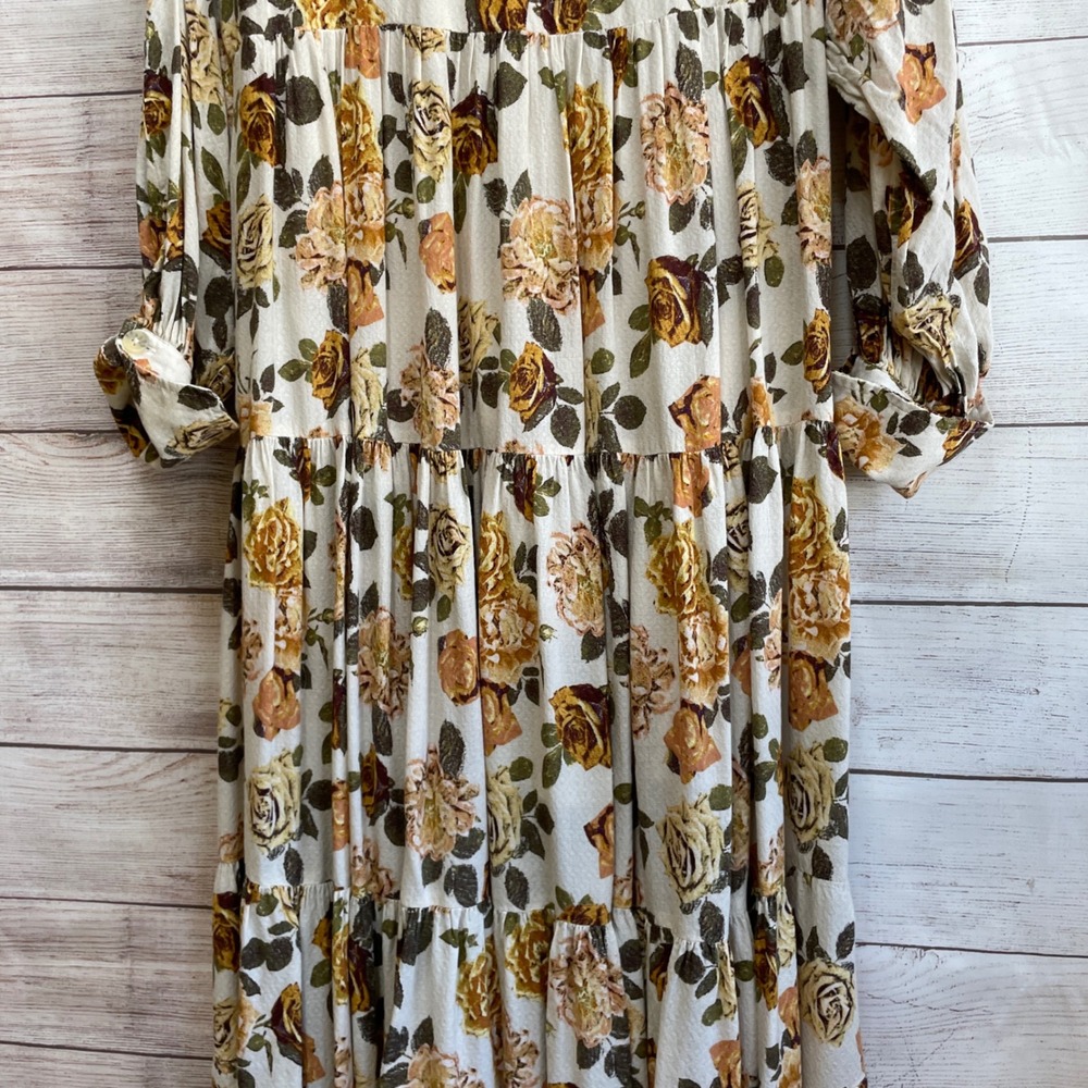 FREE PEOPLE ROWS OF ROSES MAXI DRESS IN CREAM AND TAN - Picture 8 of 11